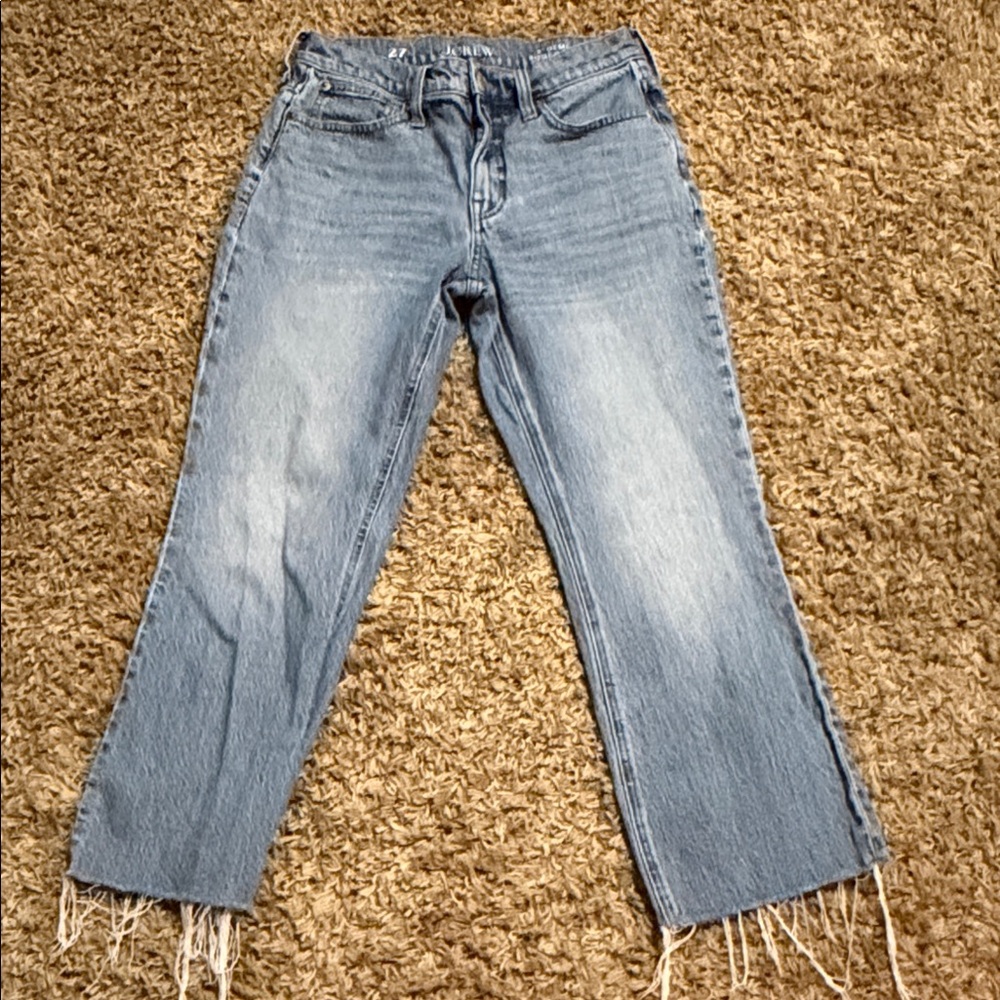 J. Crew Women's Light Wash Straight-Leg Jeans with Frayed Hem